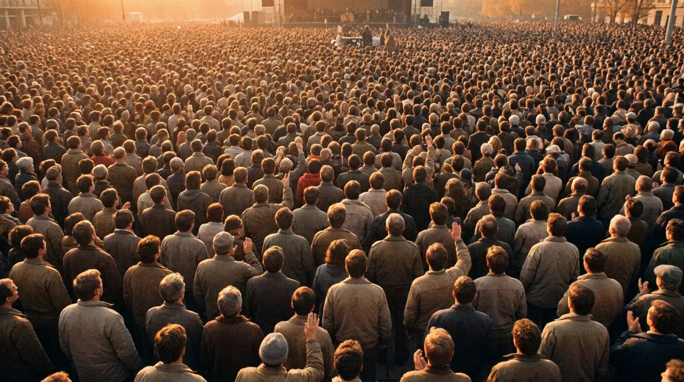A large civic crowd viewed from behind at an outdoor gathering